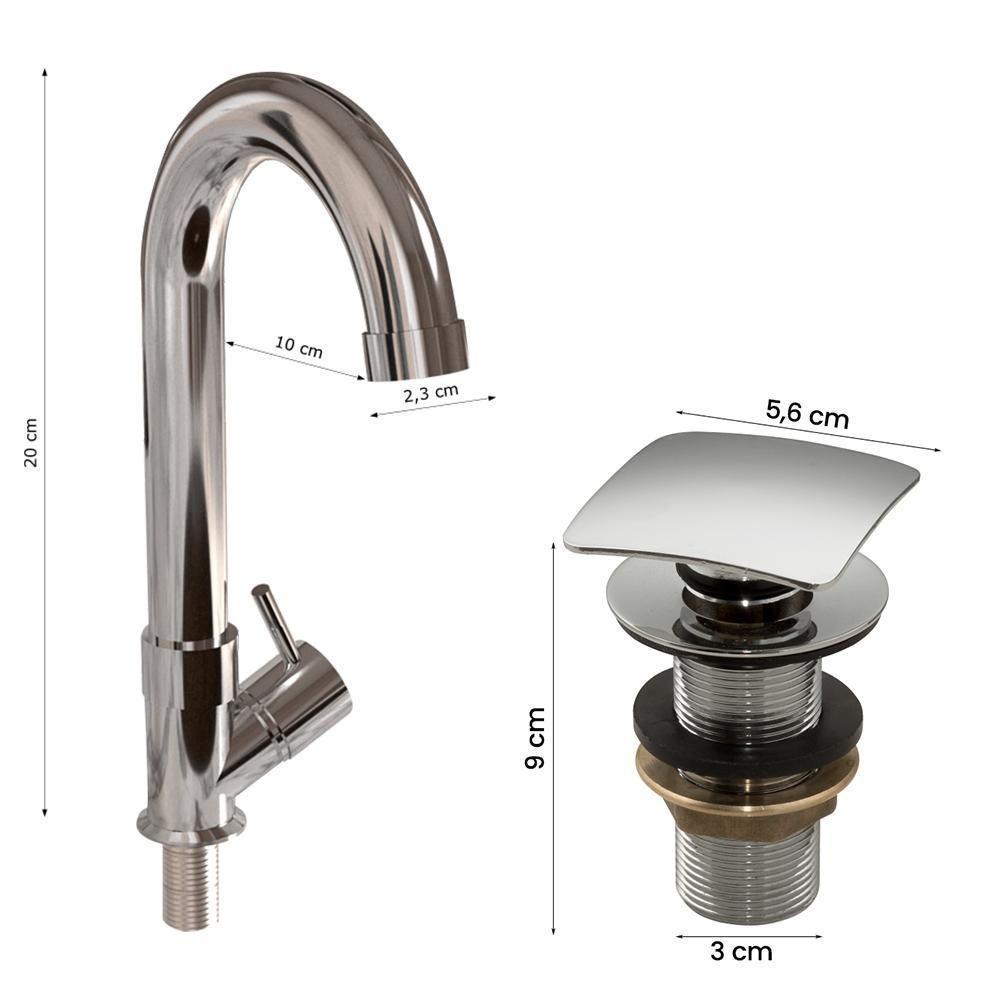 Cuba Pia Banheiro Sophia Torneira Dl04 Valvula Inox Click Branco - 4