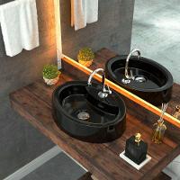 Cuba De Apoio Oval C01 Para Banheiro Onix O43 Preto Brilho - 3