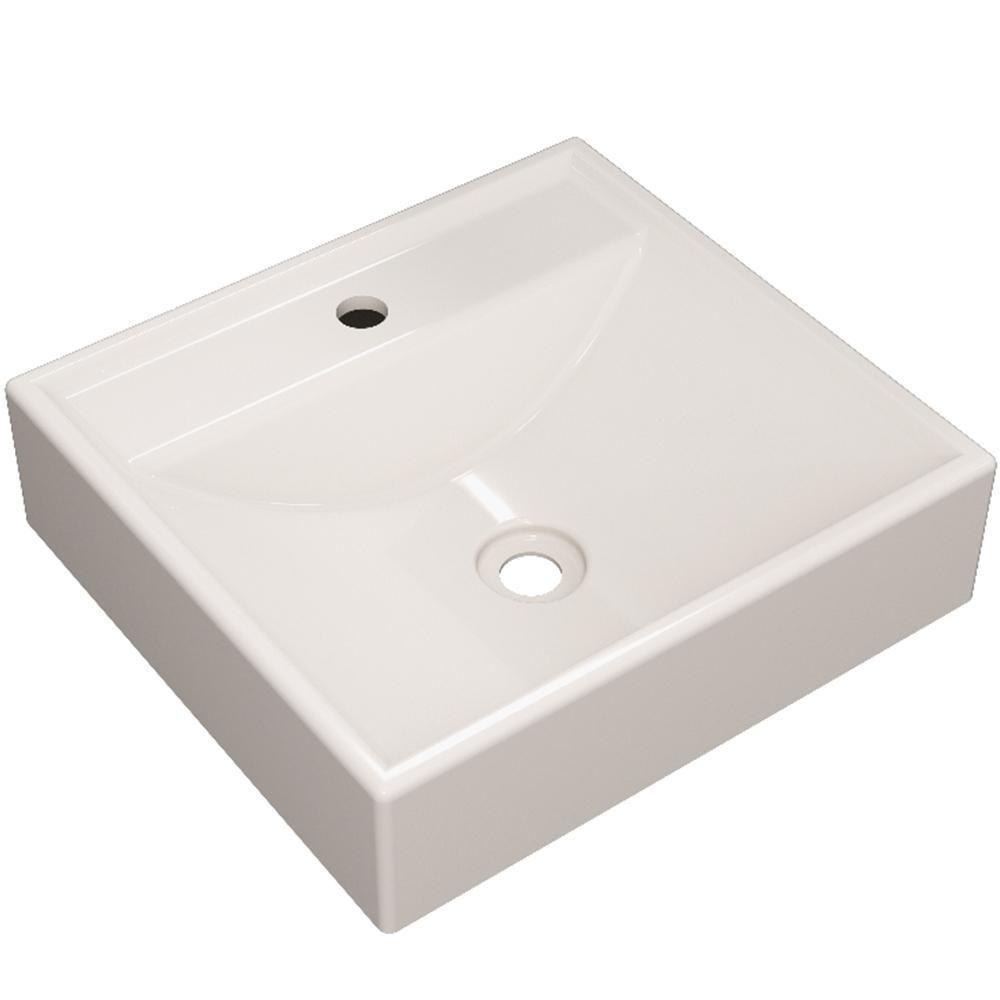 Cuba De Apoio Quadrada Para Banheiro Lavabo C01 Q39W Bege - 1