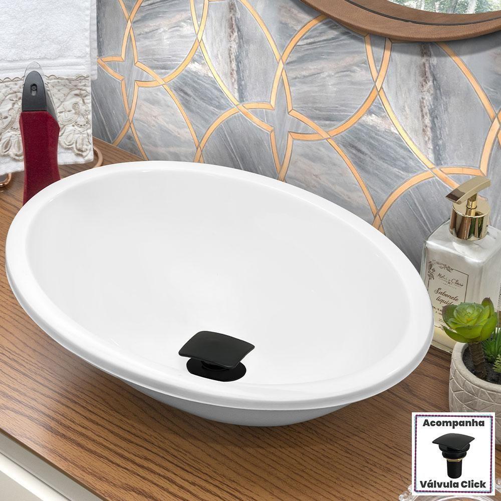 Cuba Pia Banheiro Sophia Com Valvula Click Black Branco - 3