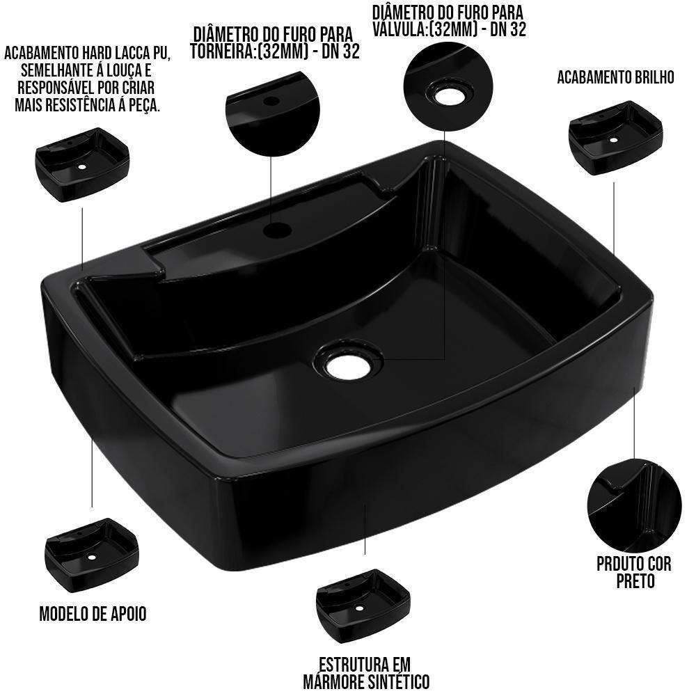 Kit 02 Cubas De Apoio Banheiro Lavabo C01 Rt50 Preto - 4