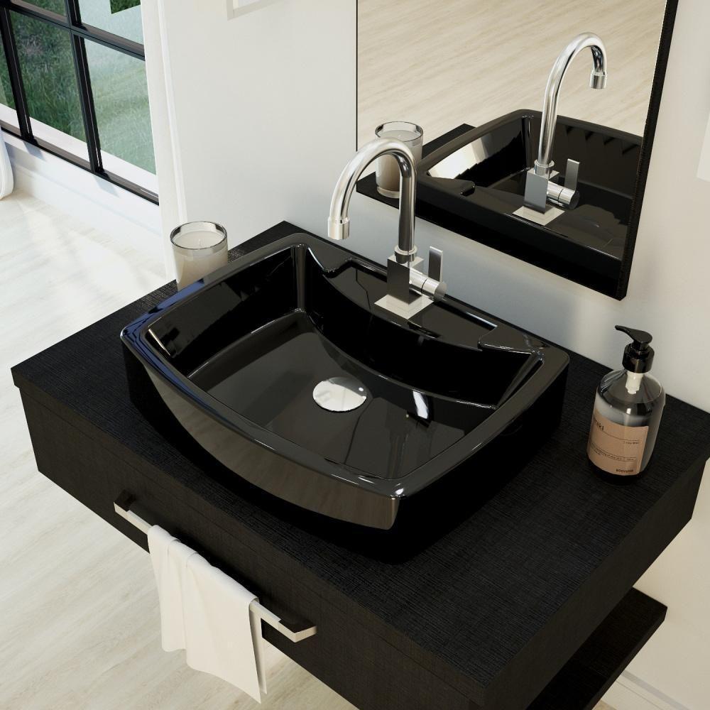 Kit 02 Cubas De Apoio Banheiro Lavabo C01 Rt50 Preto - 5