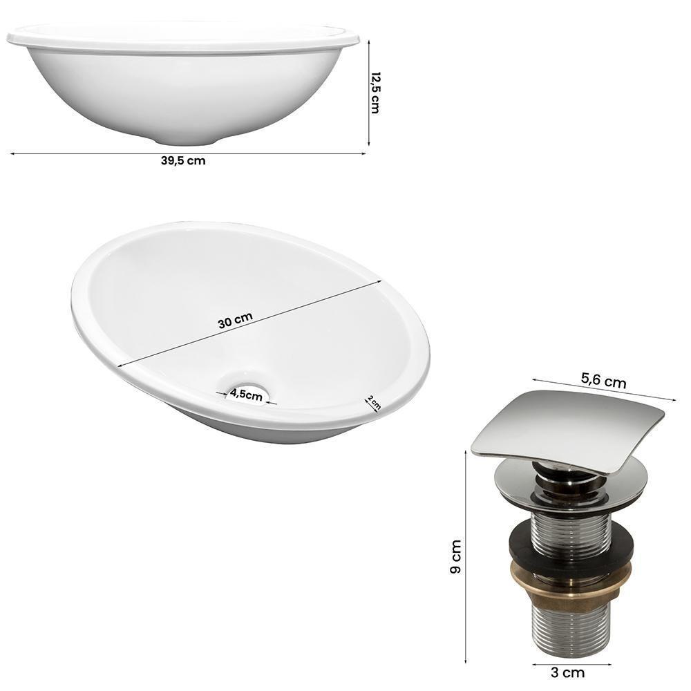 Cuba Pia Banheiro Sophia Com Valvula Click Inox Branco - 2