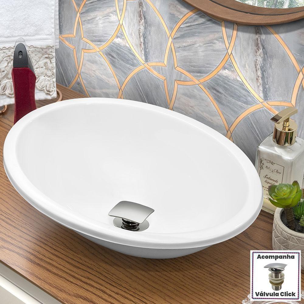 Cuba Pia Banheiro Sophia Com Valvula Click Inox Branco - 4