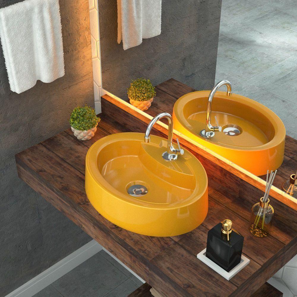 Cuba De Apoio Oval C01 Para Banheiro Onix O43 Amarelo - 3