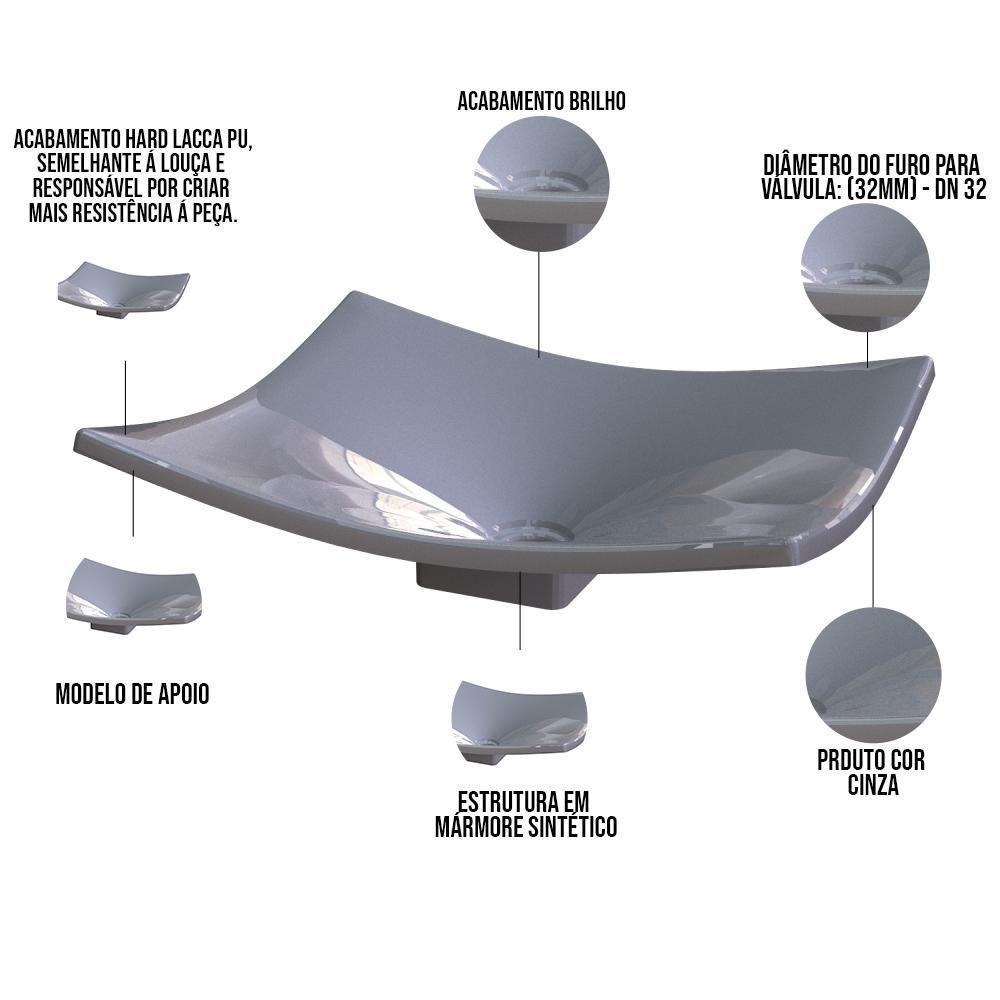Kit 02 Cubas De Apoio Banheiro Lavabo C01 Folha F44 Cinza - 4