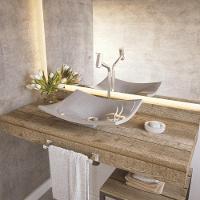 Kit 02 Cubas De Apoio Banheiro Lavabo C01 Folha F44 Cinza - 5