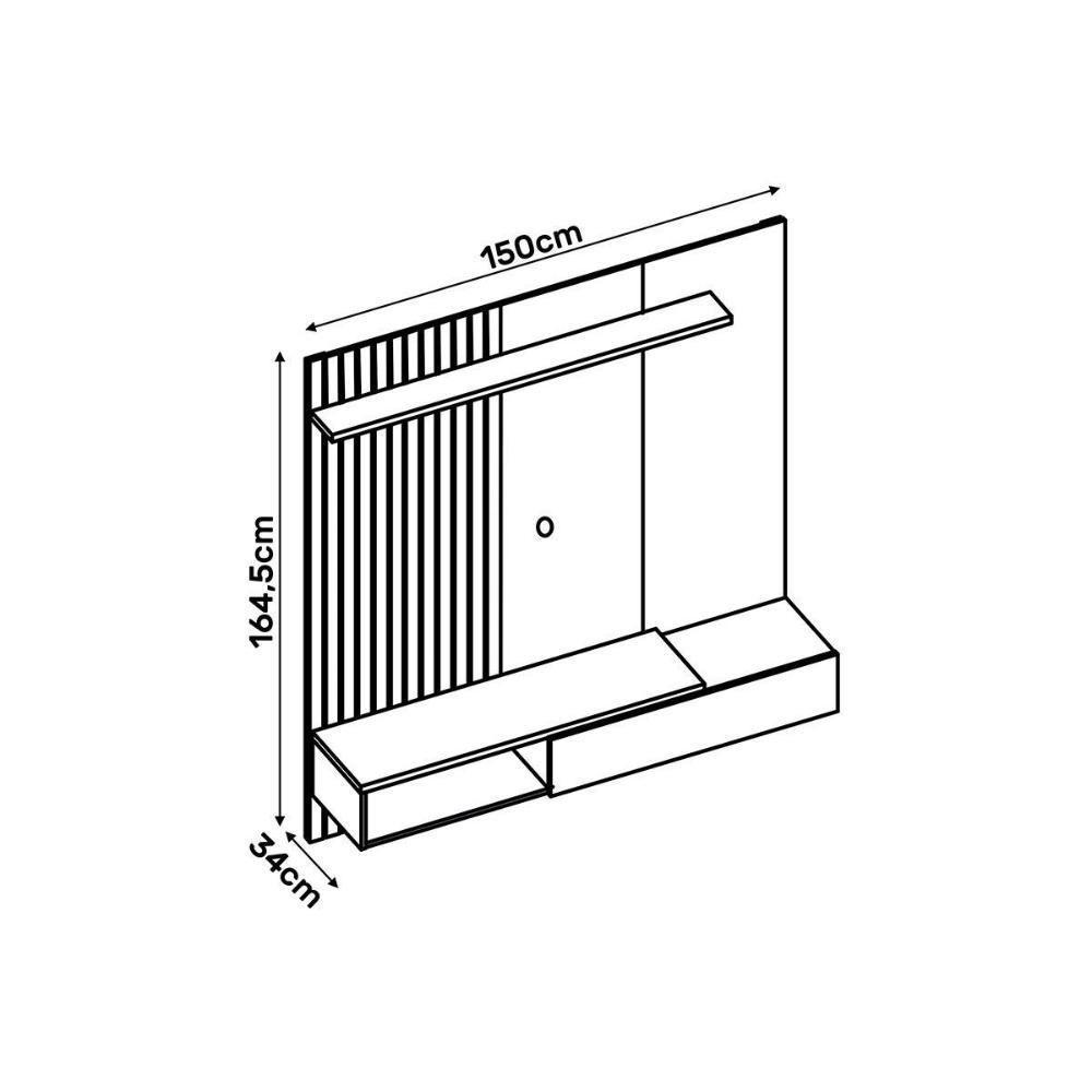 Painel para TV Tito até 65 Polegadas Griz/Carvalho - DJ Móveis - 9