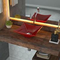 Cuba De Apoio Para Banheiro Quadrada C01 Lux Vermelho - 2