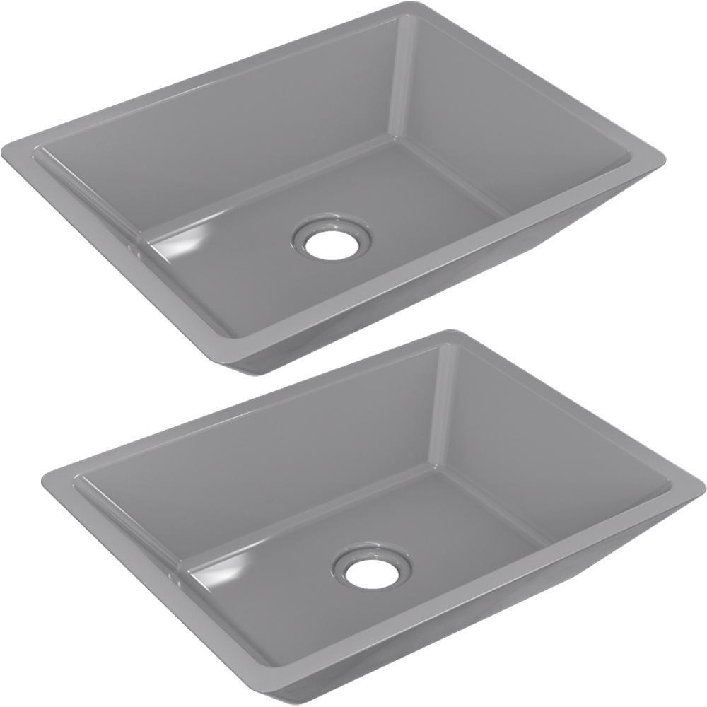 Kit 02 Cubas De Apoio Banheiro Lavabo C01 Rt45 Cinza - 1