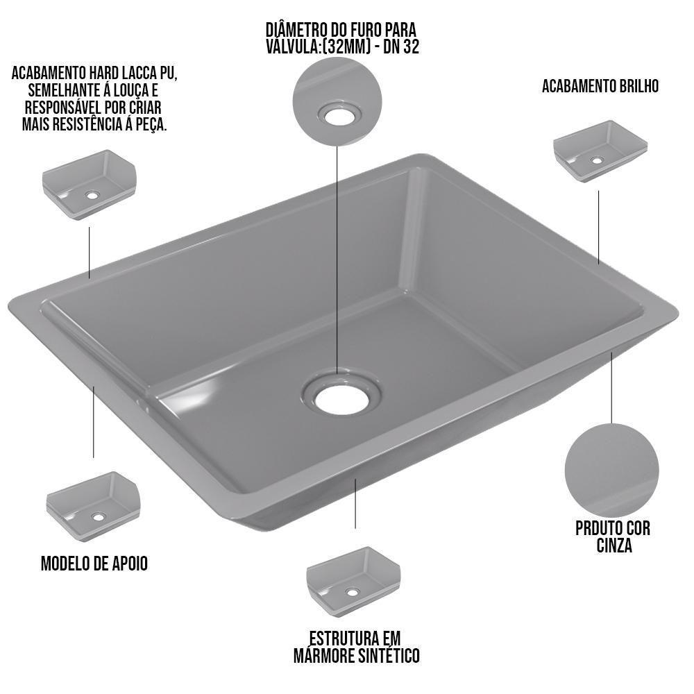 Kit 02 Cubas De Apoio Banheiro Lavabo C01 Rt45 Cinza - 4