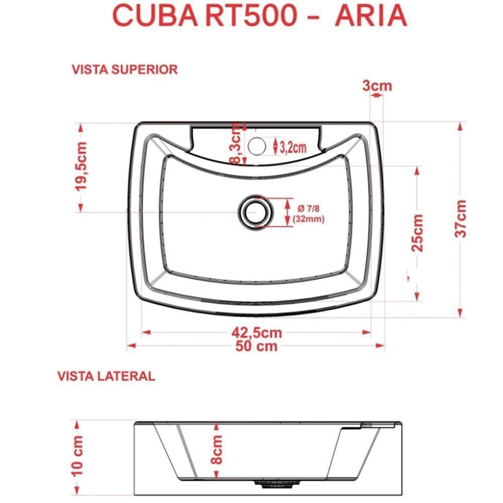 Cuba De Apoio Retangular Banheiro Lavabo C01 Rt50 Branco - 3