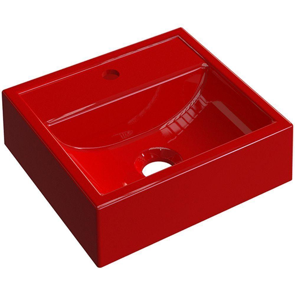 Cuba De Apoio Quadrada C01 Para Banheiro Q32W Vermelho - 1