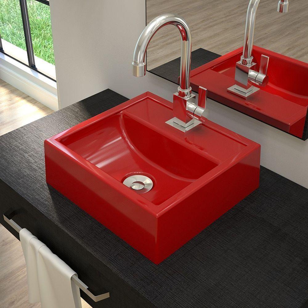 Cuba De Apoio Quadrada C01 Para Banheiro Q32W Vermelho - 3