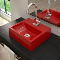 Cuba De Apoio Quadrada C01 Para Banheiro Q32W Vermelho - 3