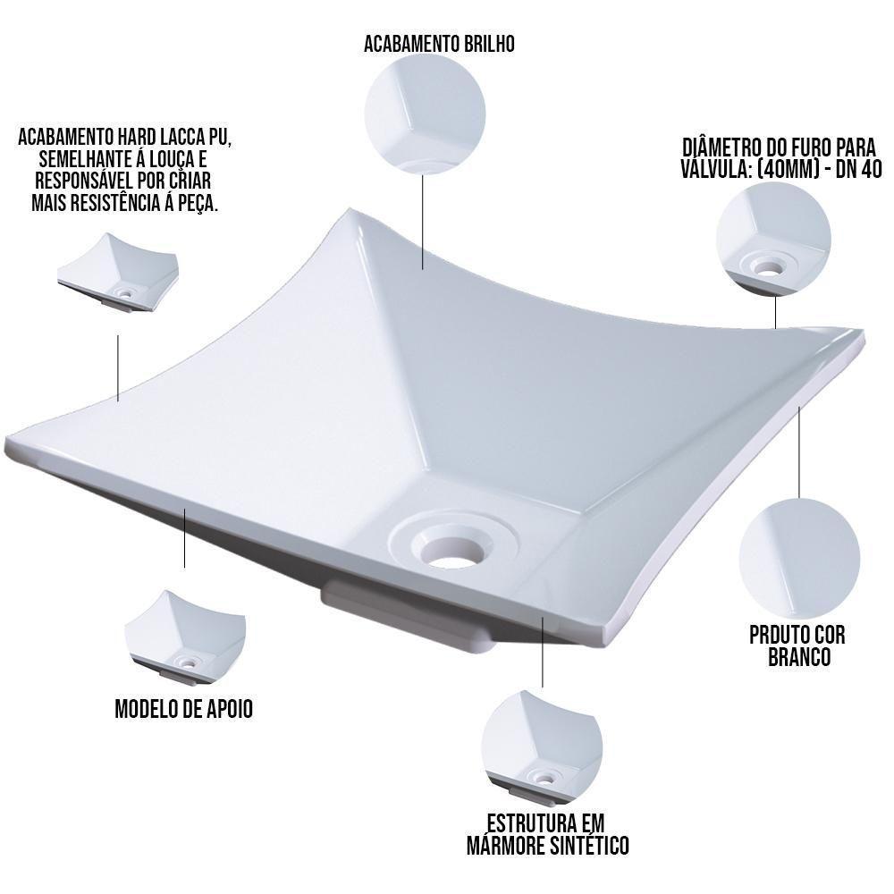 Cuba De Apoio Quadrada Lux Banheiro Lavabo C01 L30 Branco - 4