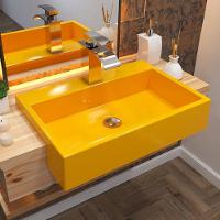 Cuba De Semi Encaixe Retangular C01 Banheiro Xrt55 Amarelo - 3