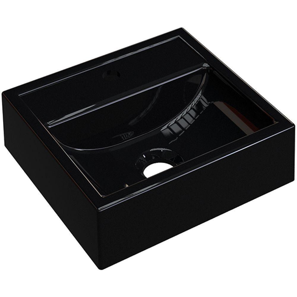 Cuba De Apoio Quadrada C01 Para Banheiro Q32W Preto Brilho - 1