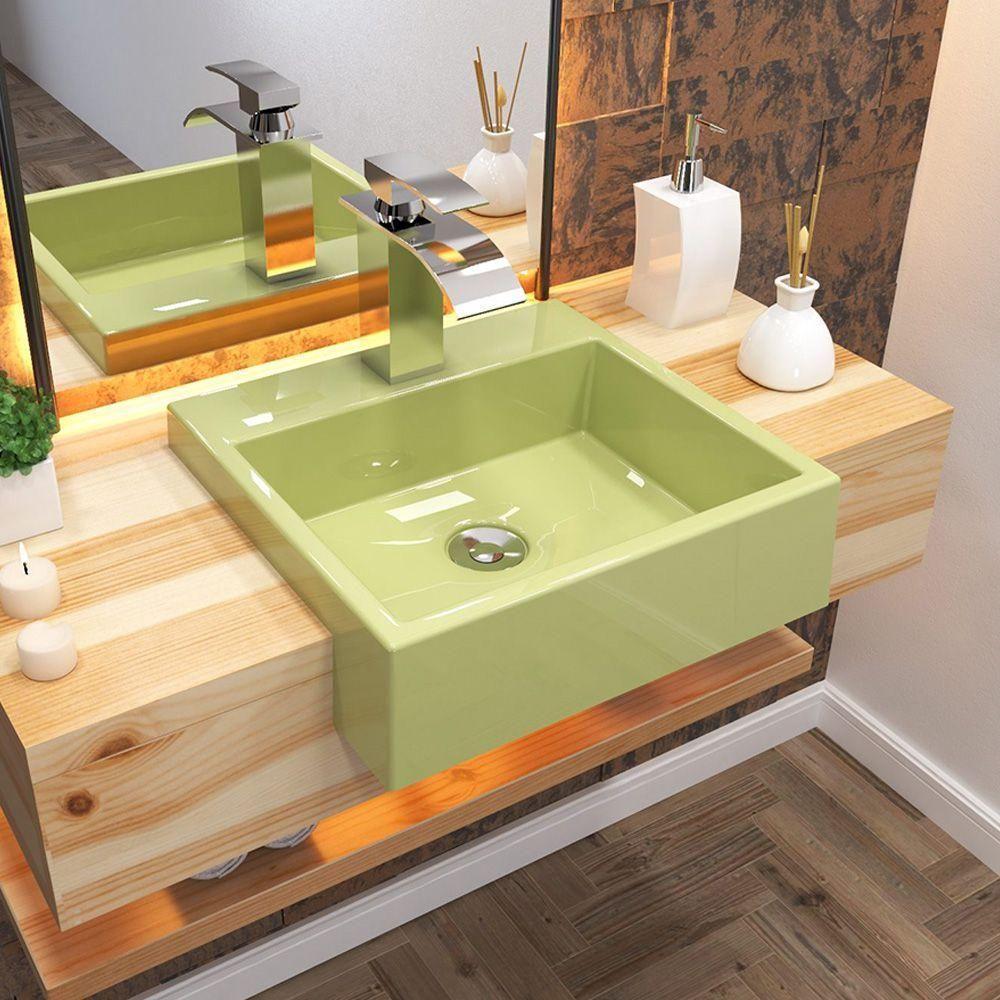 Cuba Semi Encaixe Quadrada C01 Banheiro Xq395 Verde Acqua - 3