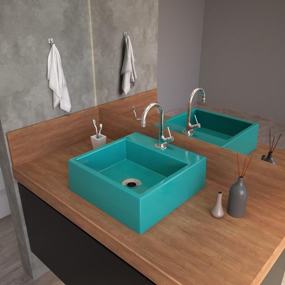 Cuba Apoio Banheiro Quadrada Q355 35X35Cm C01 Azul Turquesa - 4