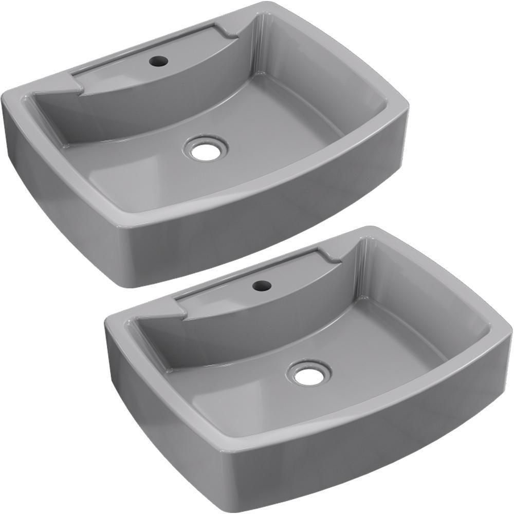 Kit 02 Cubas De Apoio Banheiro Lavabo C01 Rt50 Cinza - 1
