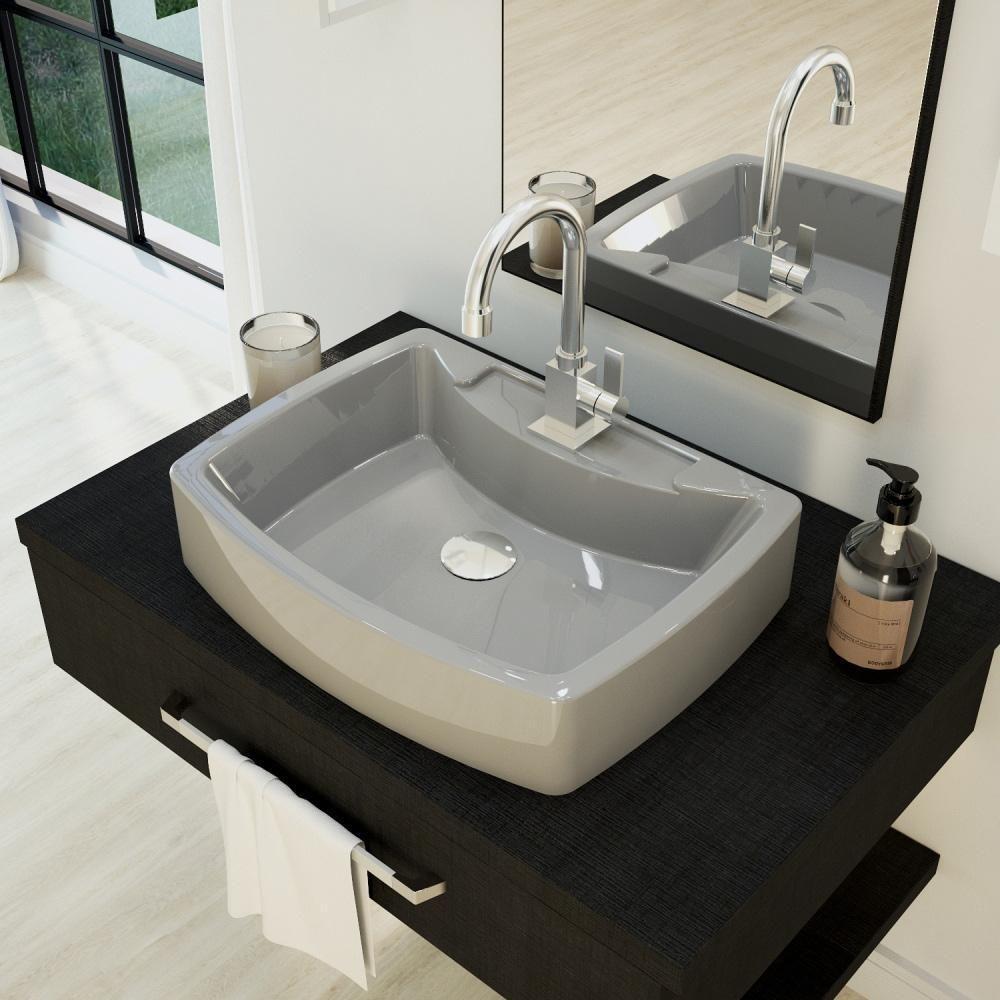 Kit 02 Cubas De Apoio Banheiro Lavabo C01 Rt50 Cinza - 5