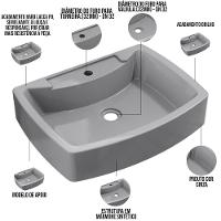 Kit 02 Cubas De Apoio Banheiro Lavabo C01 Rt50 Cinza