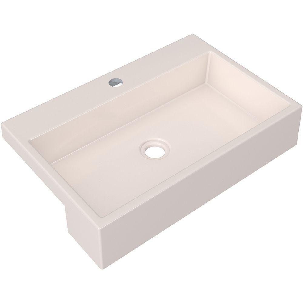 Cuba De Semi Encaixe Retangular Para Banheiro Xrt55 Bege - 1