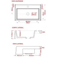 Cuba De Semi Encaixe Retangular Para Banheiro Xrt55 Branco - 2