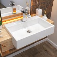 Cuba De Semi Encaixe Retangular Para Banheiro Xrt55 Branco - 3