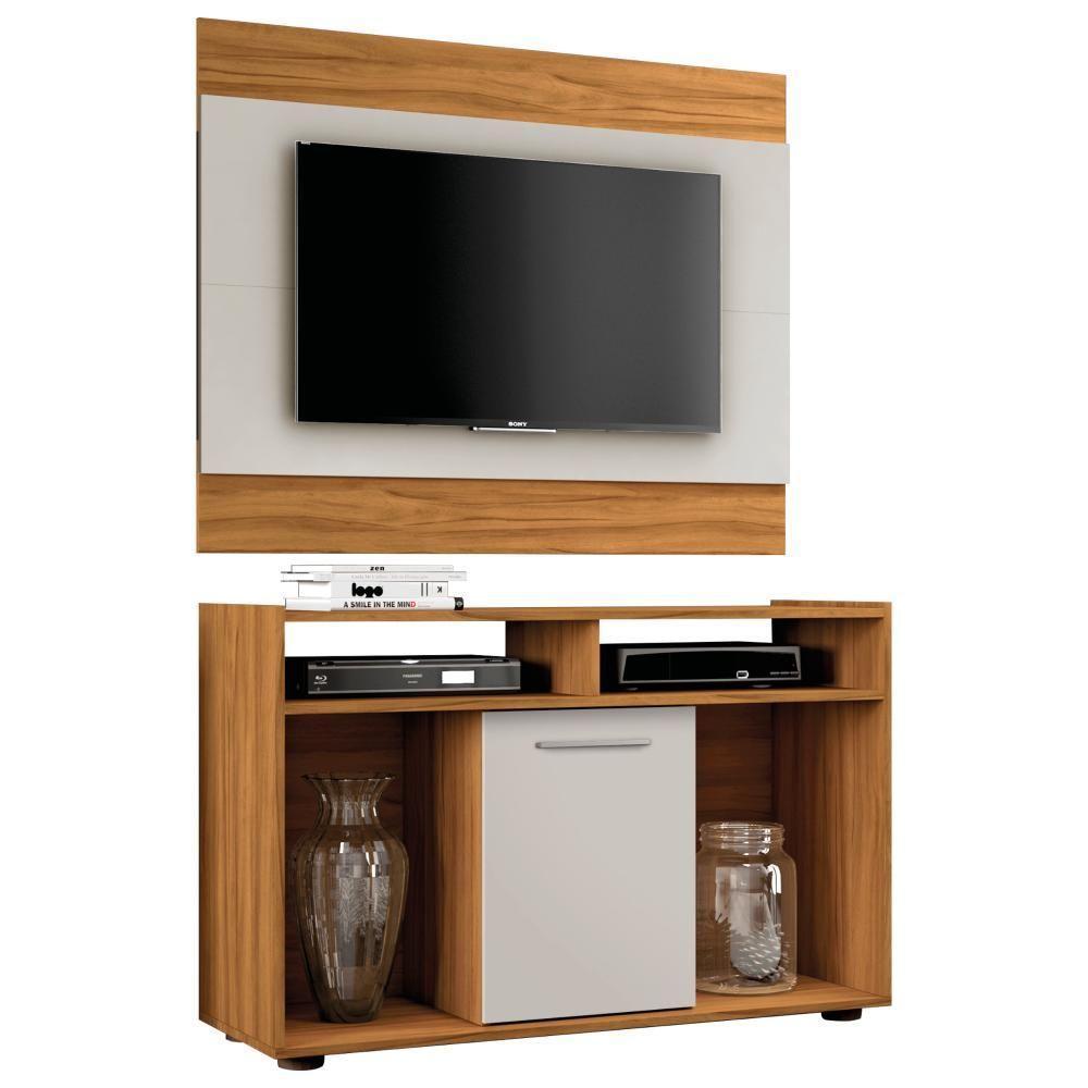 Rack Com Painel Show Para Tv Até 43 Polegadas Freijó Trend E Off White Notável Móveis Freijó Trend/off White - 1