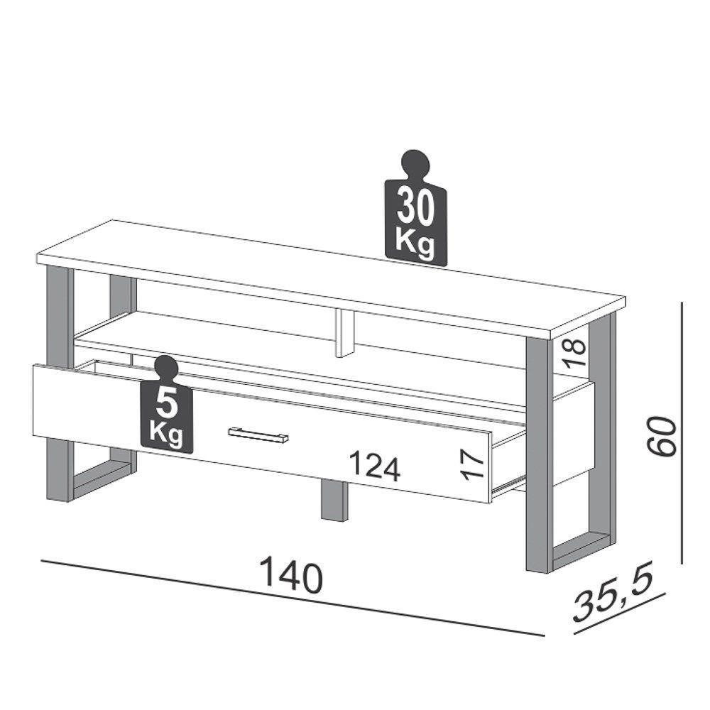 Rack Para Tv Até 55 Pol. Estilo Industrial 1 Gaveta F41 Freijó/Preto Fosco - 2