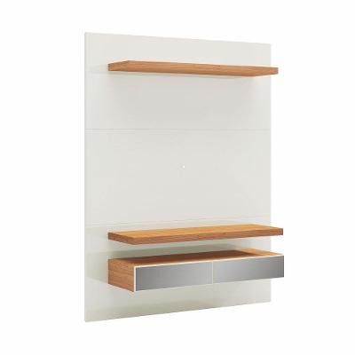Painel Bancada Suspensa Para Tv Até 55 Pol. Tb106E Com Led 2 Gavetas Off White/Freijó
