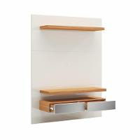 Painel Bancada Suspensa Para Tv Até 55 Pol. Tb106E Com Led 2 Gavetas Off White/Freijó - 3