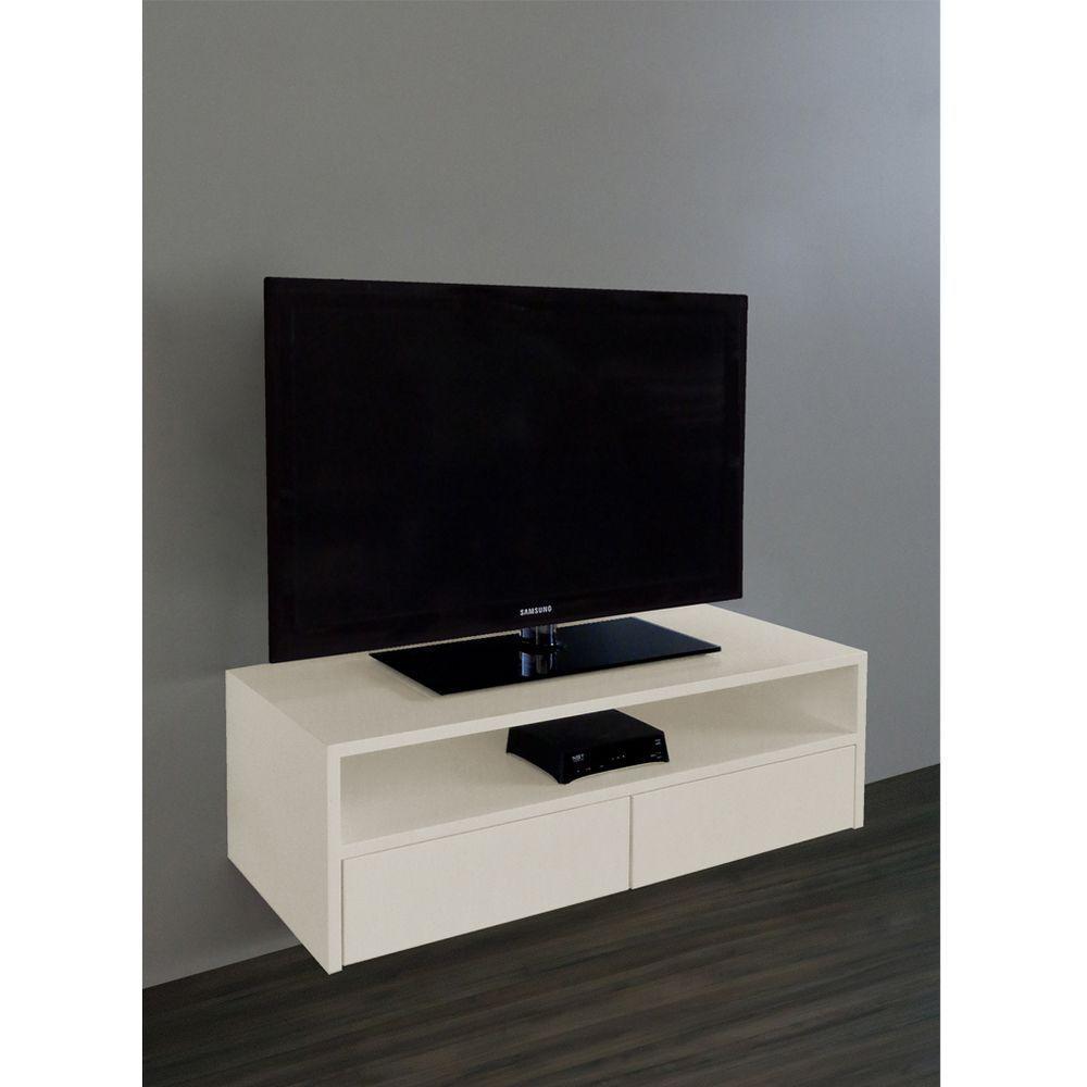 Rack Para Tv Suspenso Bancada Com Nicho E Gaveta Off White Laca - 1