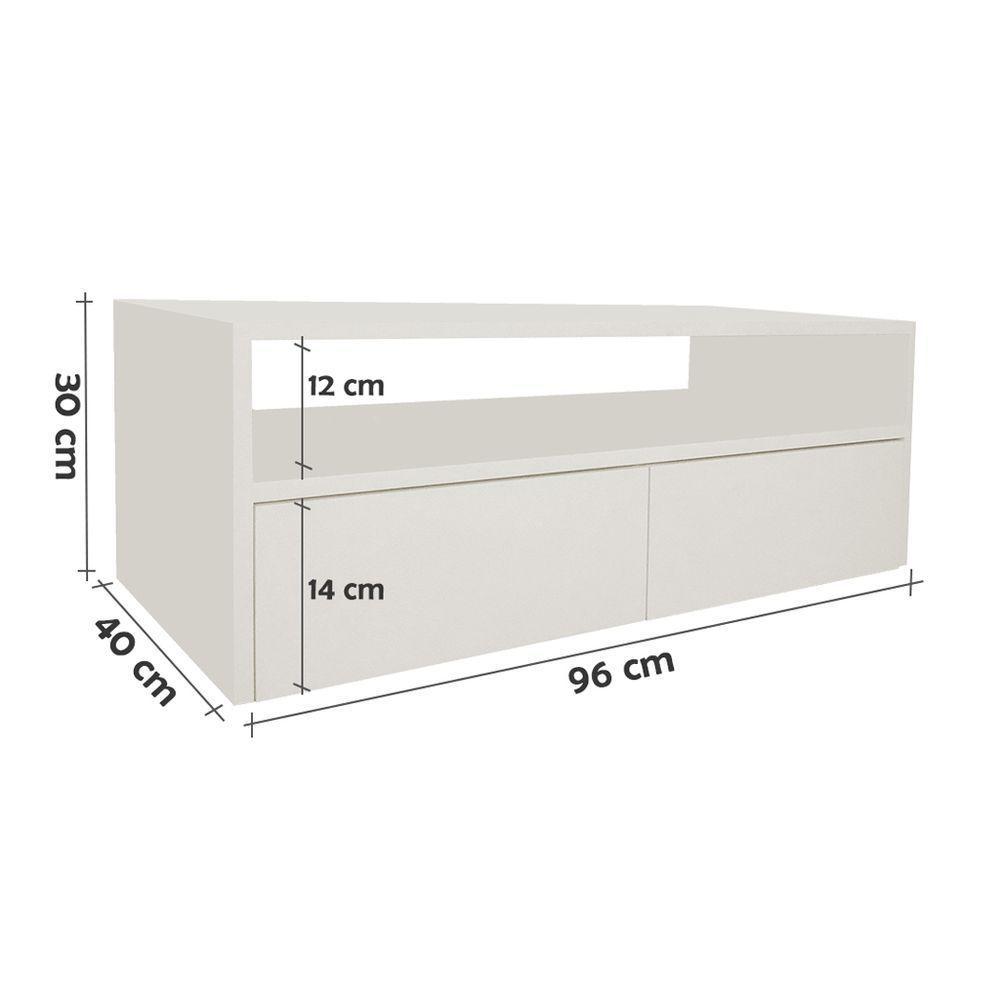 Rack Para Tv Suspenso Bancada Com Nicho E Gaveta Off White Laca - 5