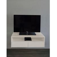 Rack Para Tv Suspenso Bancada Com Nicho E Gaveta Off White Laca - 2