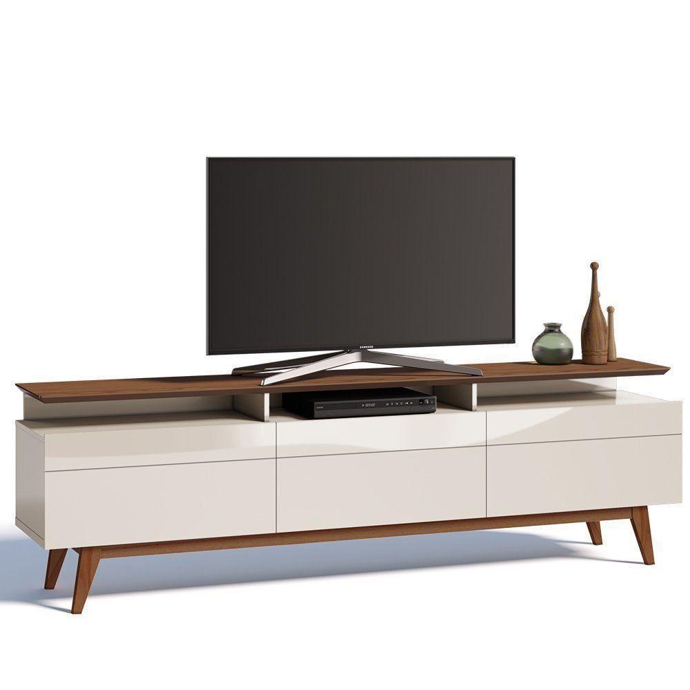 Rack Classic 3 Gavetas Prateleira Off White Freijó Imcal - 1