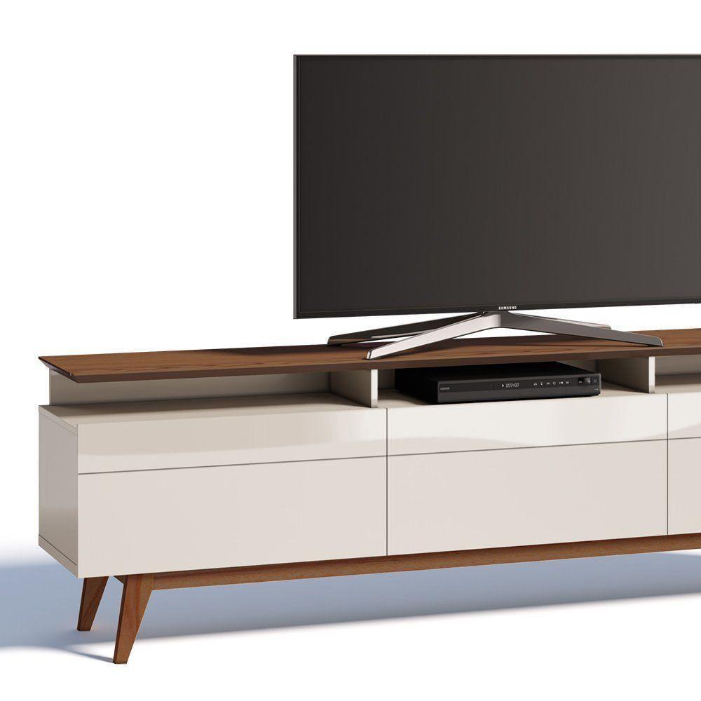 Rack Classic 3 Gavetas Prateleira Off White Freijó Imcal - 2