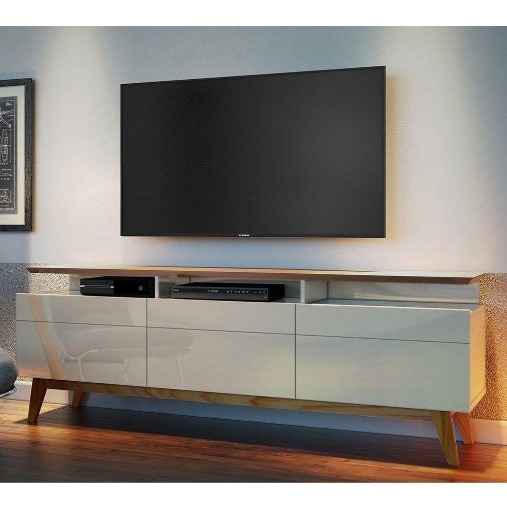 Rack Classic 3 Gavetas Prateleira Off White Freijó Imcal - 4