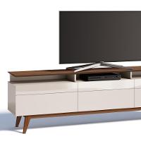 Rack Classic 3 Gavetas Prateleira Off White Freijó Imcal - 2