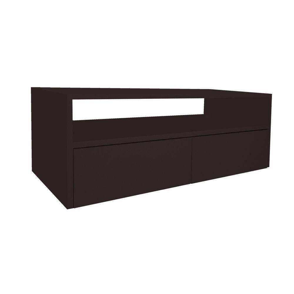 Rack Para Tv Suspenso Bancada Com Nicho E Gaveta Preto Laca - 4