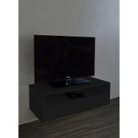 Rack Para Tv Suspenso Bancada Com Nicho E Gaveta Preto Laca - 1