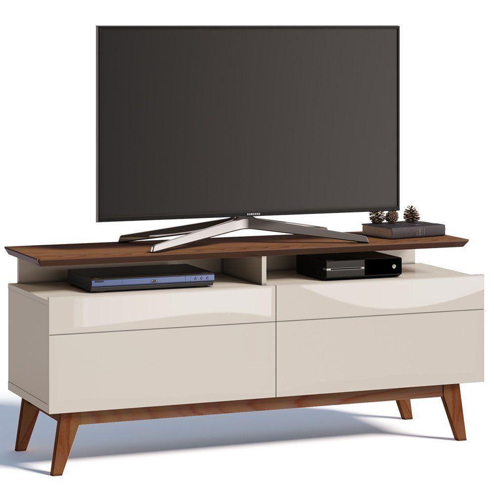 Rack Classic 146cm 2 Gaveta Prateleira OffWhite Freijó Imcal - 1