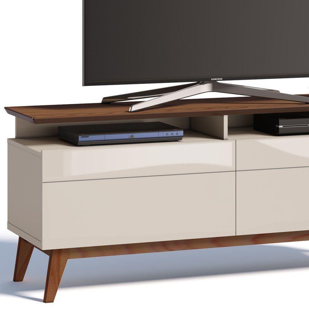 Rack Classic 146cm 2 Gaveta Prateleira OffWhite Freijó Imcal - 2