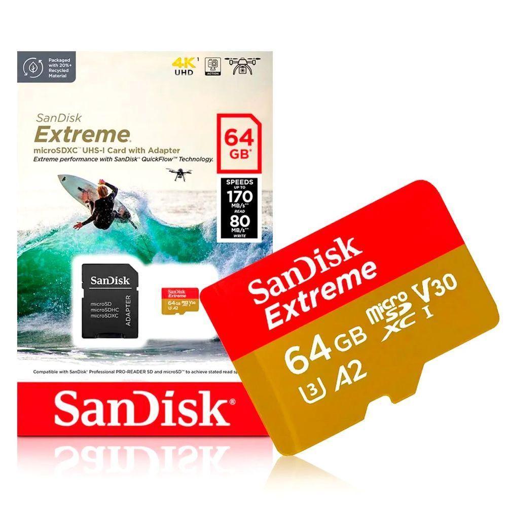 Cartão de Memória SanDisk Extreme microSDXC 64Gb 170-80MB - 1