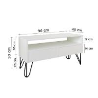 Rack Para Tv Bancada Com Nicho E Gaveta Pés Hairpin Legs Estilo Industrial Branco Laca - 4