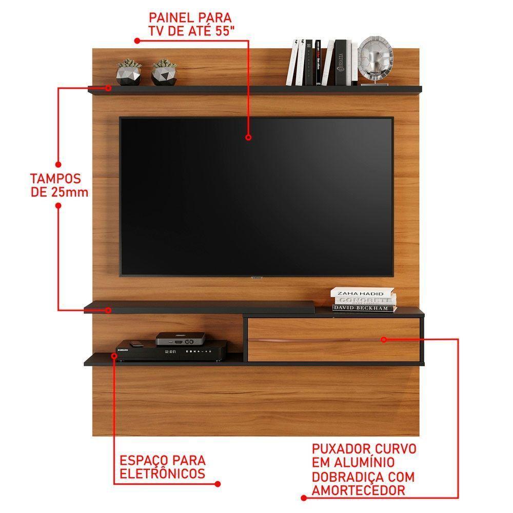 Painel Para Tv Até 55" Nt1155 Notável Freijó Com Preto - 2