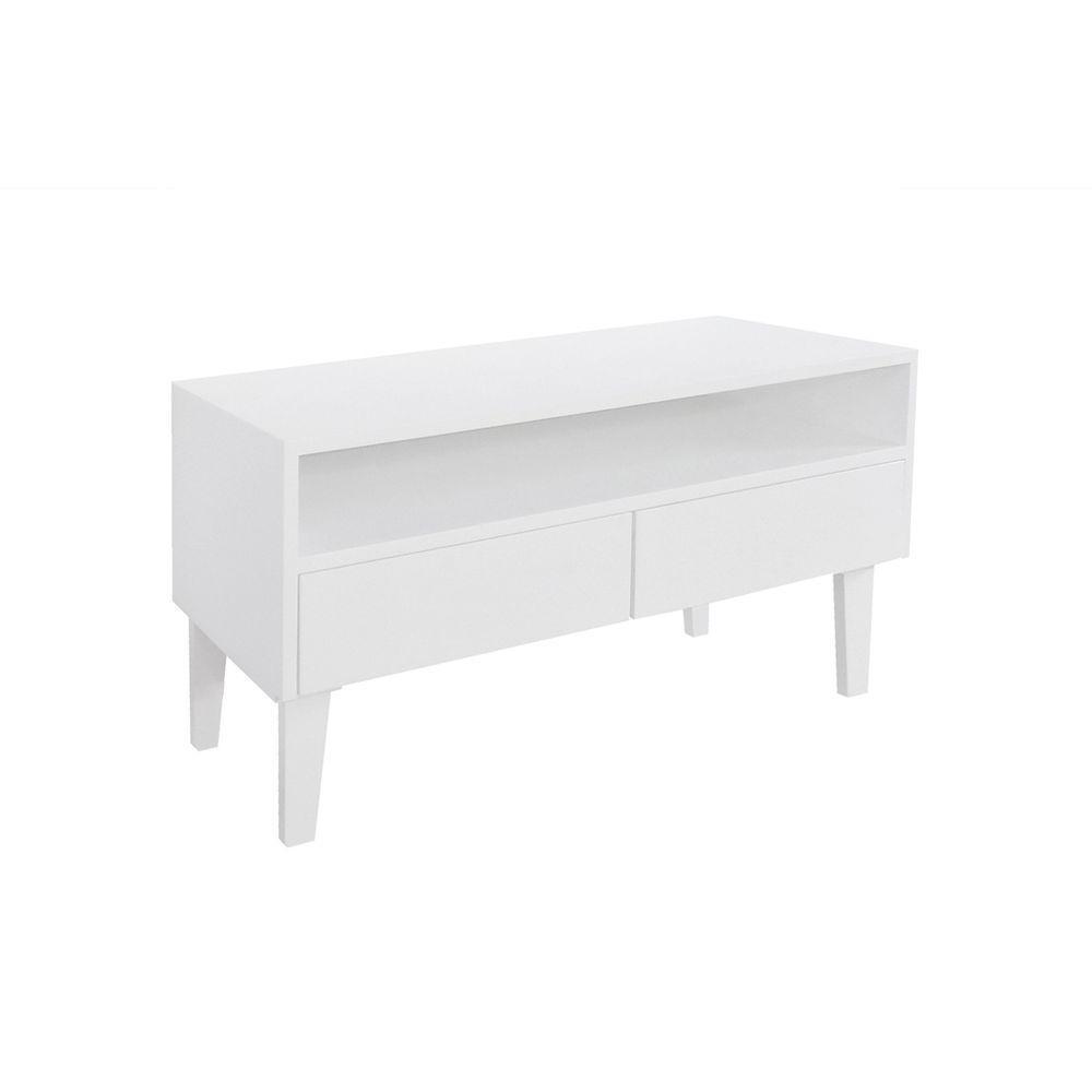 Rack Para Tv Bancada Com Nicho E Gaveta Branco Laca - 3