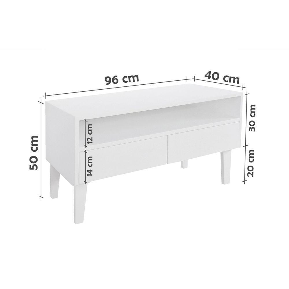 Rack Para Tv Bancada Com Nicho E Gaveta Branco Laca - 5